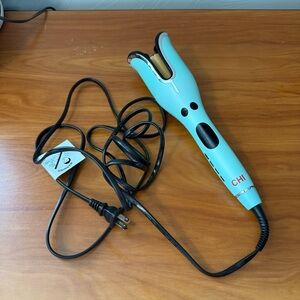CHI Spin N Curl Ceramic Rotating Curler Curling Iron Teal Blue 1" Barrel